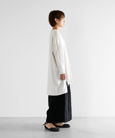 HUIS | ［HUIS in house］SUVIN COTTON長袖Vネックチュニックカットソー（グレージュ）【レディース】CS304