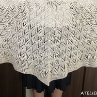 【ダウンロード版編み図】ダイヤ柄の半六角形ストール