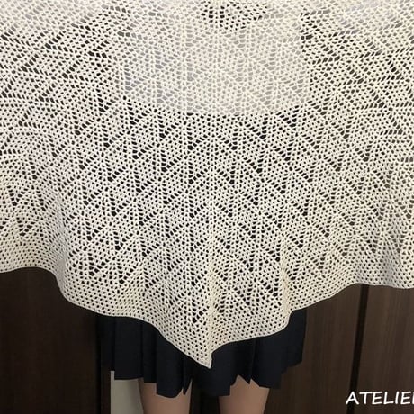 【ダウンロード版編み図】ダイヤ柄の半六角形ストール