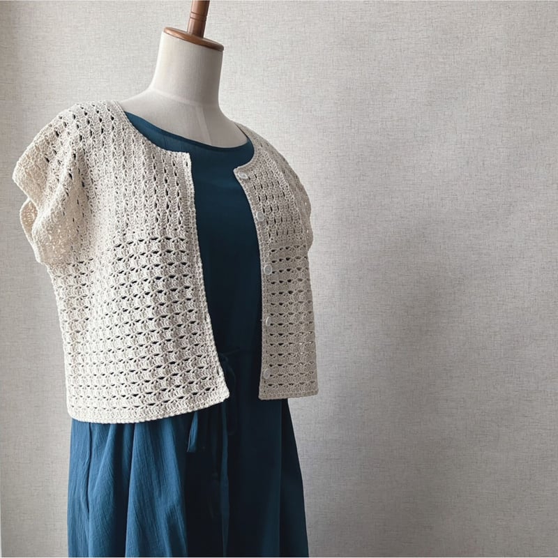 ダウンロード版編み図】とじはぎなし！フレンチスリーブの半袖