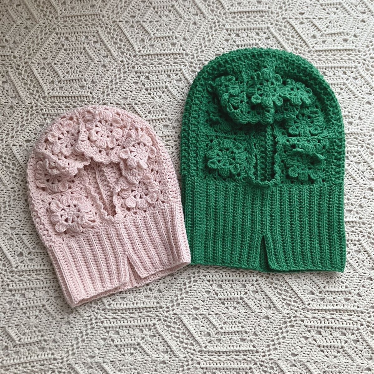 ダウンロード版編み図】お花モチーフのバラクラバ | かぎ針編み雑貨の