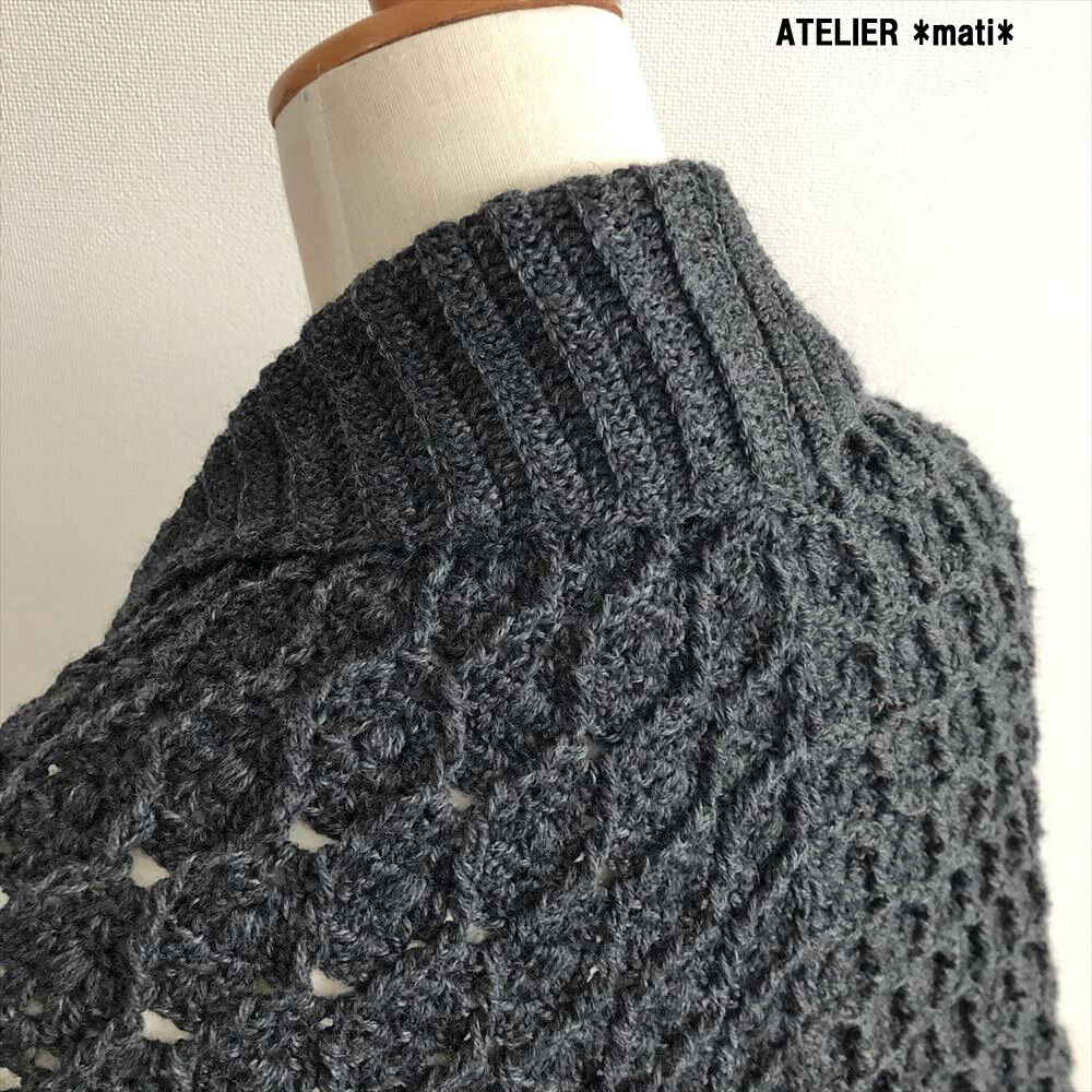 ○ゆったり 被れる❣️アラン模様カウル♪○ストーングレー ○ゆったり 被れる❣️アラン模様カウル♪○ストーングレー
