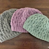 【ダウンロード版編み図】かぎ針アラン模様風まんまるニット帽（３サイズ）