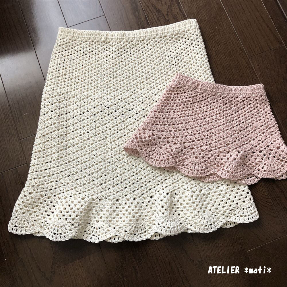 【編み図】かぎ針編みの簡単スカート（DL版）