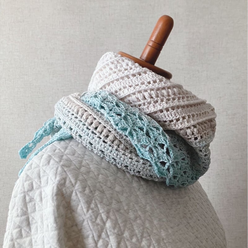 ダウンロード版編み図】玉編みと松編みの三角ストール | かぎ針編み