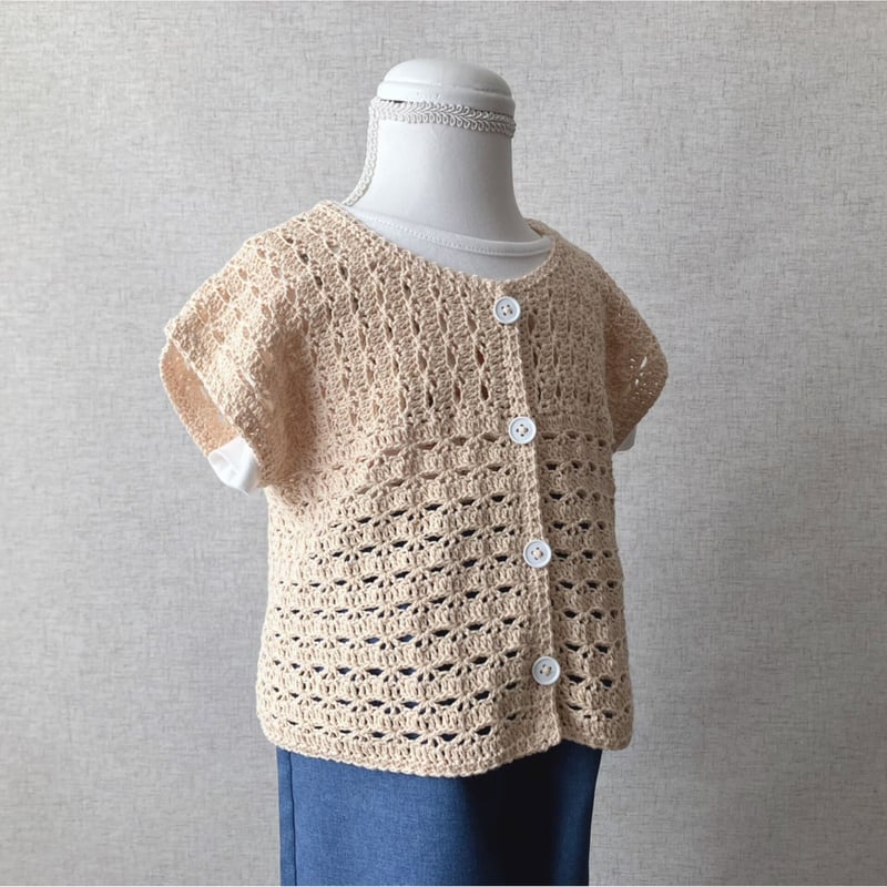 ダウンロード版編み図】とじはぎなし！フレンチスリーブの半袖