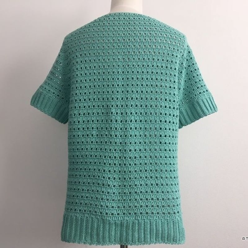 ダウンロード編み図】方眼編みで編む春夏用プルオーバー（大人サイズ