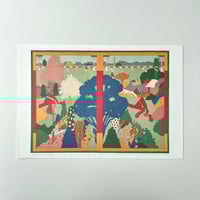 Milton Glaser リトグラフポスター “View from an English cottage into a French Garden with Japanese objects - ”