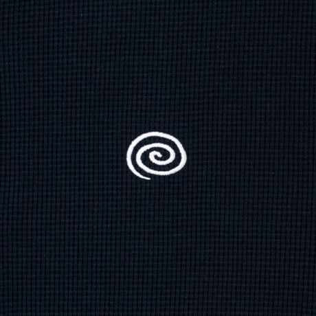 "SOL" Waffle Crewneck Cardigan (Navy)