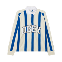 "OBEY" LANDON  LS STRIPE POLO (White Mulch)
