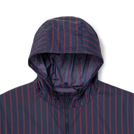 "SOL" Stripe Nylon Hooded Jacket (Navy)
