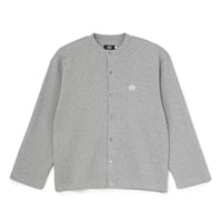 "SOL" Waffle Crewneck Cardigan (Gray)
