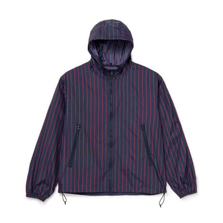 "SOL" Stripe Nylon Hooded Jacket (Navy)