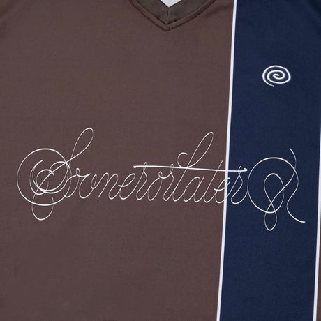"SOL" Cursive Logo Soccer Shirts (Brown)