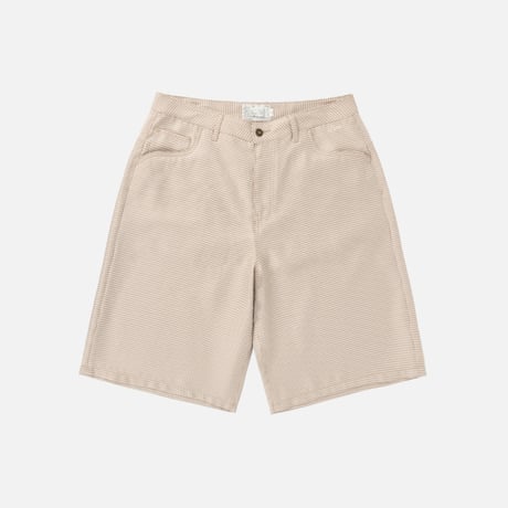 "Dime" Baggy Houndstooth Shorts (Beige)