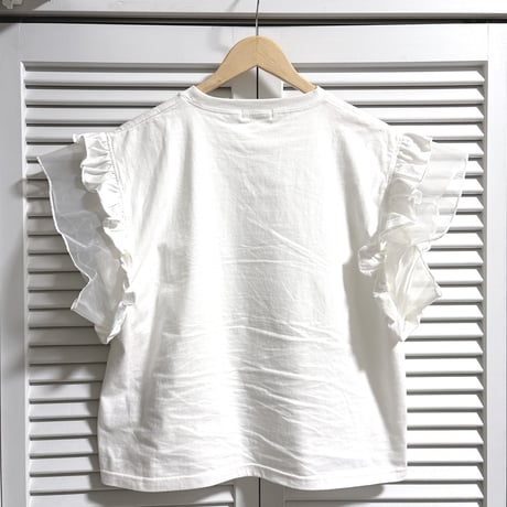 再入荷★袖フリルの可愛いロゴTシャツ