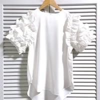 再入荷★ゴージャスフリル袖の半袖トップス ホワイト