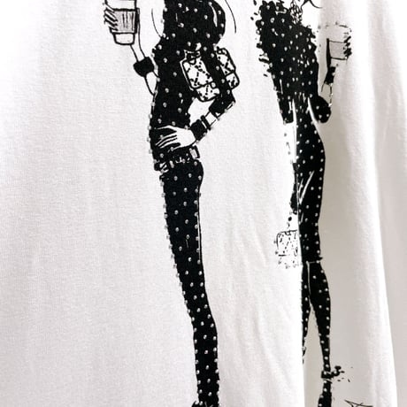 女の子2人柄ストレッチTシャツ