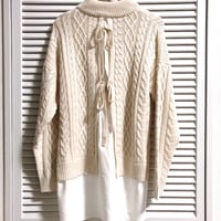 リボンが可愛いドッキングバックシャンニット ベージュ