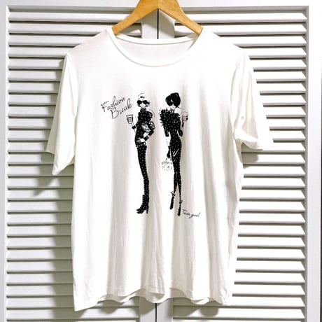 女の子2人柄ストレッチTシャツ