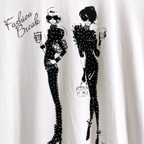 女の子2人柄ストレッチTシャツ