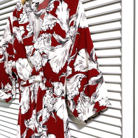 カシュクール風柄ワンピース レッド