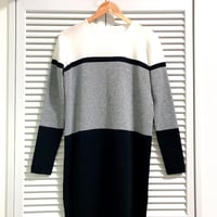 切り替え配色のワンピース グレー