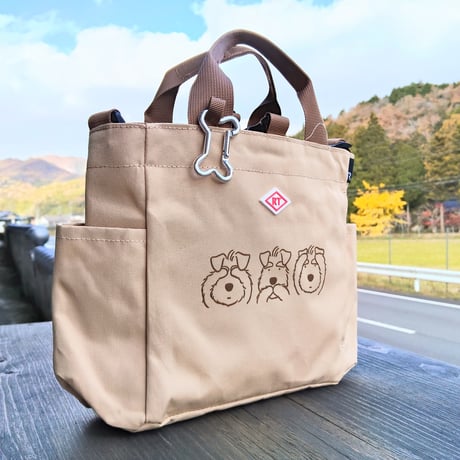 ３シュナのお散歩バッグ（ショルダー付きミニトートバッグ）