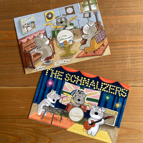 kyotobunguya x ikemotto　オリジナルポストカード　シュナの3ピースバンド「The schnauzers」