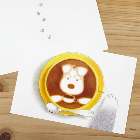 kyotobunguya x ikemotto　オリジナルポストカード　髭犬珈琲店・シュナのラテアート