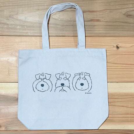 ３シュナ　トートバッグ（たて型）（内側・ポケット付）・見シュナ言わシュナ聞かシュナ・京都文具屋オリジナルデザイン