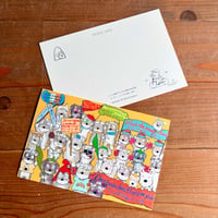 kyotobunguya x ikemotto　オリジナルポストカード　シュナ夫婦フランスへ移住する編12ヶ月シリーズ　メーデー・シュナの主張（５月）