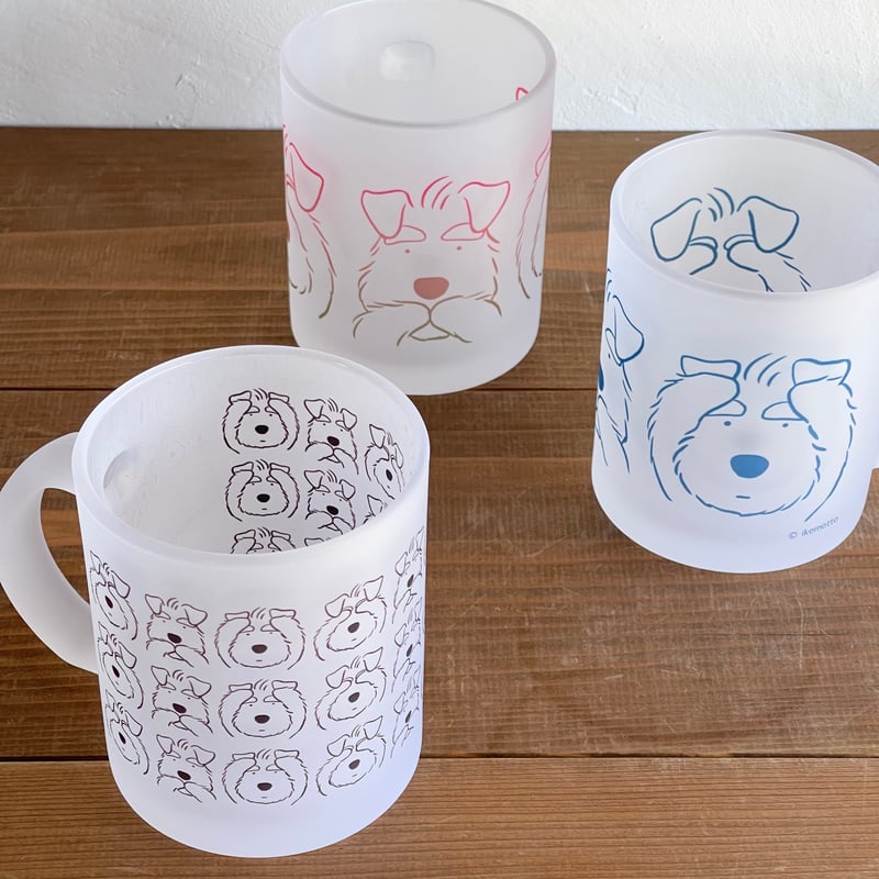 シュナマグ・すりガラス風 3シュナマグカップ・見シュナ言わシュナ聞か