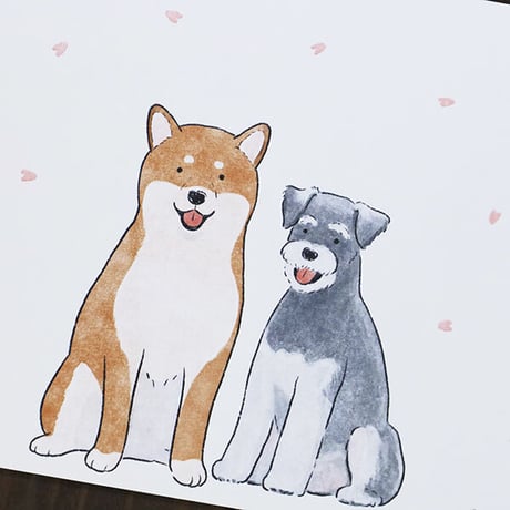 ao design x kyotobunguya〈オリジナルデザイン〉 オリジナル　ポストカード さくら満開・シバ and シュナ