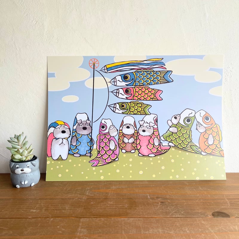 イラストボード ポスター など いろいろ まとめ売り 湘南イラストポスター「いつかの海岸線2」 鎌倉高校雨踏切ですれ違う