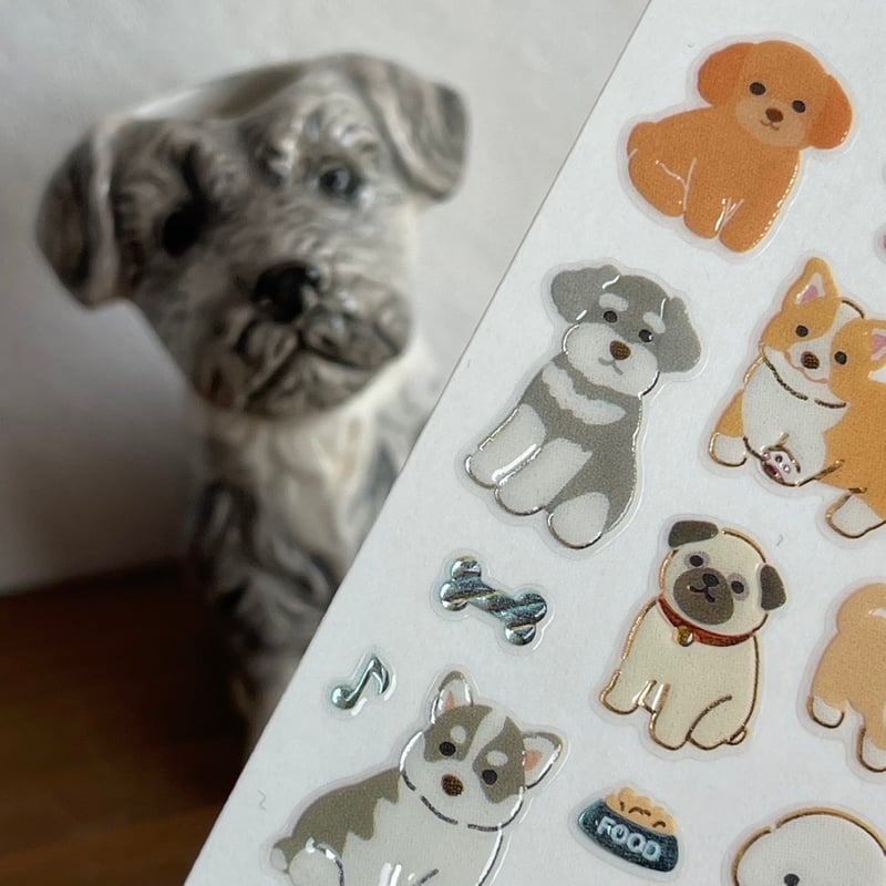 ビジュシール（NB3014173）・ツヤ感のある仕上げのわんこシールです