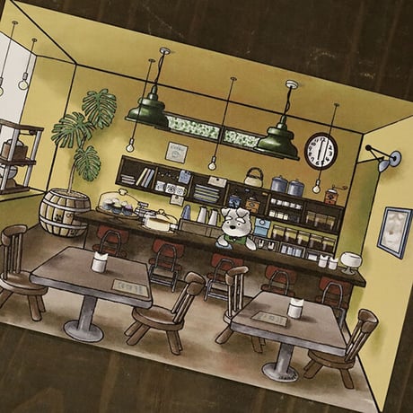 kyotobunguya x ikemotto　オリジナルポストカード　髭犬珈琲店・開店準　店内編