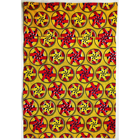 【Vintage】"african batik"remake tube stole -142×97cm /yellow×red /waxprint- (om-242-6)
