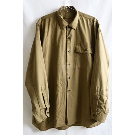 【1969's dead stock / hungarian millitary】cotton shirt -41 / khaki- (om-234-18c)