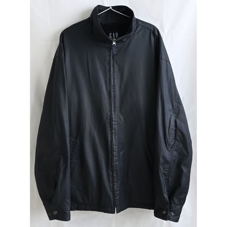 【vintage】old "GAP" pu cloth & fleece liner bomber jacket -XL / black- (p-242-3-1)