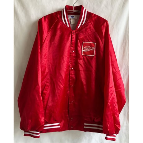 【70's vintage / made in USA】"RIVERSIDE" Coca-Cola nylon Satin Jacket -XL / red- (jt-223-7)