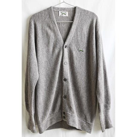 【80's vintage / made in USA】"The Fox Sweater - J.C. Penney" acrylic cardigan -L / gray- (jt-239-11)