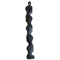 ○antique african "5 face" black wood object (mh002)