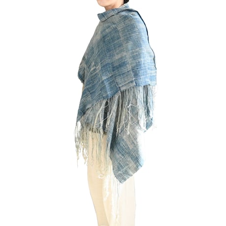 再入荷!【 Africa・Burkina Faso “Mossi /モシ族”】 Hand Made Vintage Cloth/Stole-light blue Indigo-(as-259-7)