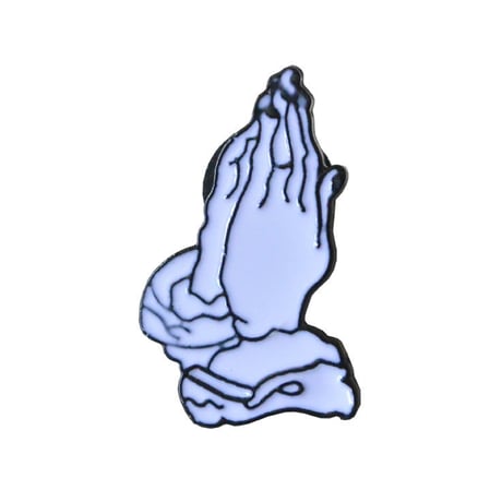 "praying hands" pin badge -white- (ar-008)
