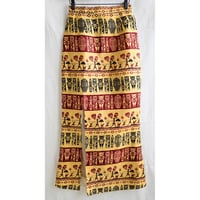 【70's VINTAGE 】"PAR AL HAYAT" african batik african-mask long skirt/beige/om-237-6-6
