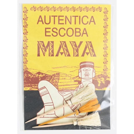 【made in Mexico】"Maya" amulet broom -white × yellow- (M-242-18)