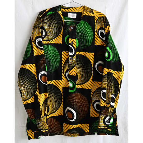 【vintage / Pato's imaj】"african batik" whole pattern pullover shirt -XL- (p-242-11-1)