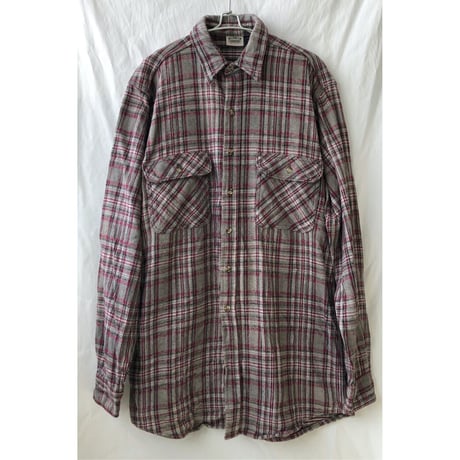 【 90's vintage / FIVE BROTHER】heavy flannel shirt - L-T / gray check- (p-232-6b)