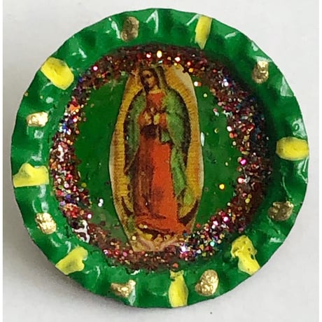 【Mexico handmade】"guadalupe" bottle cap remake badge (M-231-6c7)